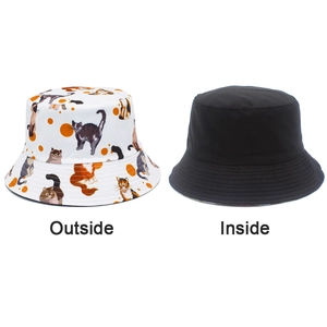 Detail showing the reversible design with cat print outside and solid black inside