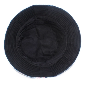 Detailed top view showing internal black lining and multi-stitch brim of the bucket hat