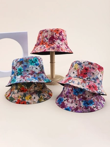 Détails de bobs en coton empilables avec divers imprimés floraux colorés en cinq motifs