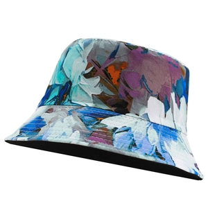Artistic Floral Pattern Bucket Hat Double Sided Sun Protection Cotton Fisherman Hat For Women Men Outdoor Travel Fashion