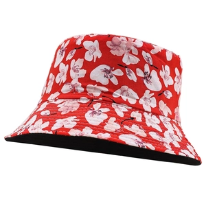 Cappello da Pescatore da Donna in Cotone con Stampa di Fiori di Ciliegio Stile Pastorale Floreale Parasole da Viaggio