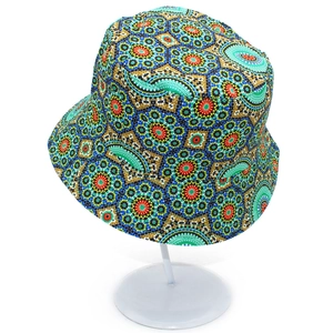 Retro bohemian pattern bucket hat with colorful mandala print for outdoor travel