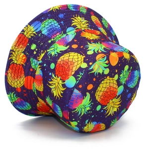 Chapeau bob violet foncé avec imprimé ananas coloré pour sport d'été et protection solaire