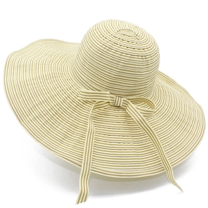Women Wide Brim Striped Sun Hat With Bow Tie Knot Foldable Sunshade Bucket Hat Summer Beach Vacation Travel Outdoor