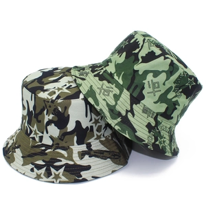 Camouflage Reversible Bucket Hat Sun Protection Breathable Outdoor Hiking Hat With Star Star Pattern Casual Sun Hat
