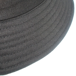 Detail of black twill cotton sun hat showing reinforced multi-row decorative stitching