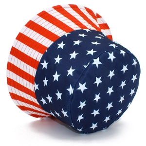 Foldable bucket hat with US flag star and stripe pattern for sun protection