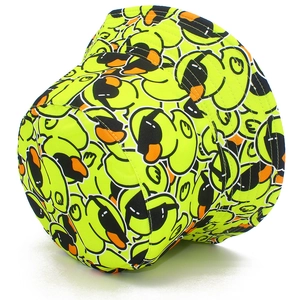 Reversible yellow duck pattern bucket hat for sun protection with cartoon sunglasses print