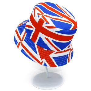 Stylish double-sided bucket hat featuring a Union Jack flag print for sun protection