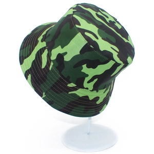 Classic camouflage sun hat with reinforced stitching and green camo pattern for hiking