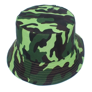 Detail of durable canvas camo bucket hat featuring reinforced brim stitching and patterns