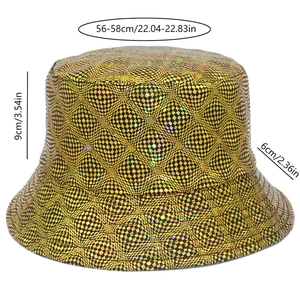 Detailed size guide for gold vintage bucket hat showing 56-58cm head circumference