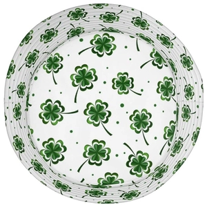 Reversible bucket hat with green shamrock pattern for sun protection and stylish summer look