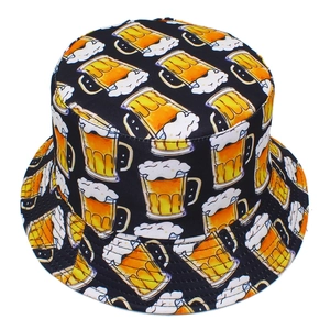 Bob noir avec imprimé de verres à bière pour les fêtes et la protection solaire d'été