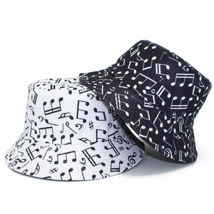 Chapeau Bob en Coton avec Imprimé de Notes de Musique pour Hommes Femmes Protection Solaire Décontracté Extérieur Voyage d'été