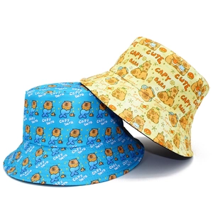 Cute Capybara fisherman hats in blue mermaid and yellow orange prints for sun protection