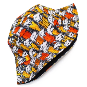 Double-sided tie-dye bucket hat with cartoon beer print for outdoor sun protection