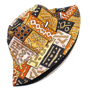 Fashionable retro geometric pattern bucket hat with sun protection for outdoor travel