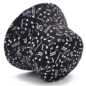 Bob noir unisexe avec motifs de notes de musique blanches pour protection solaire