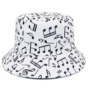 Bob unisexe blanc avec motifs de notes de musique noires pour protection solaire