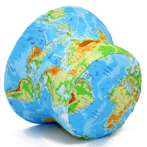 Outdoor bucket hat featuring a vintage world map print and durable cotton fabric