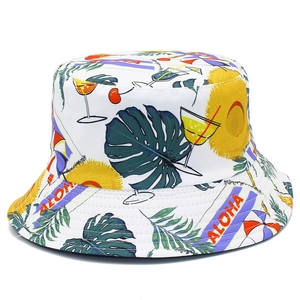 Reversible Cotton Bucket Hat Tropical Aloha Print Sun Hat For Men Women Summer Outdoor Vacation Travel Fisherman Hat