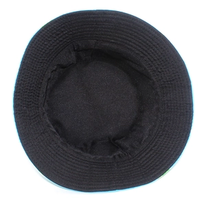 Top down view of the interior bucket hat with black lining and reinforced stitching details