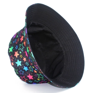 Anglerhut mit bunten Neon-Pentagrammen und schwarzem Baumwollfutter für Damen und Herren