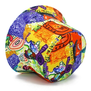 Unisex digital graffiti bucket hat with vibrant canvas print for summer outdoor sun protection