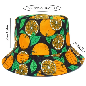 Tableau des tailles pour chapeau bob imprimé orange avec mesures 56-58cm de tour