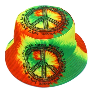 Πολύχρωμο tie-dye καπέλο bucket με στάμπα Peace and Love για άνδρες και γυναίκες