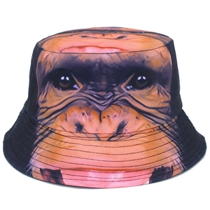 Chapeau bob unisexe avec imprimé visage de gorille réaliste pour protection solaire