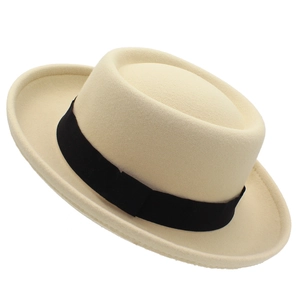 Donna Uomo Francese Vintage Cappello Pork Pie Cotone Poliestere Feltro Fedora Con Nastro In Grosgrain Retro Jazz Cappello