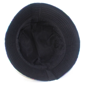 Interior detail of black cotton bucket hat showing quality stitching and inner structure
