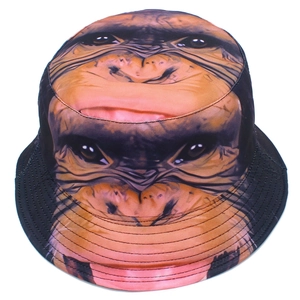 Unisex bucket hat with realistic gorilla face print for fashion and outdoor sun protection