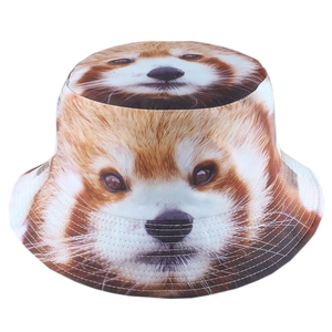 Bob amusant avec imprimé panda roux et motif animalier intégral pour protection solaire en plein air