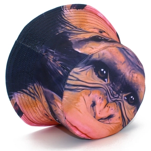 Fashionable bucket hat with realistic gorilla print pattern in black and brown tones