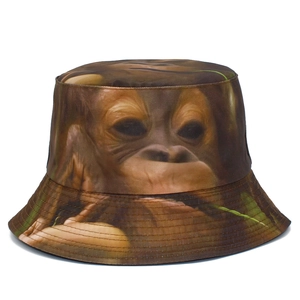 Bob unisexe avec imprimé réaliste de visage de gorille pour la protection solaire