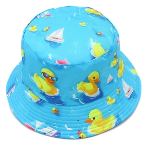 Sky blue duck and sailboat print reversible bucket hat for outdoor sun protection