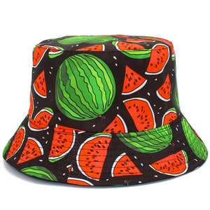 Chapeau Bob Réversible En Coton Unisexe Imprimé Fruits Fraise Pastèque Orange Ananas Protection Solaire Extérieur