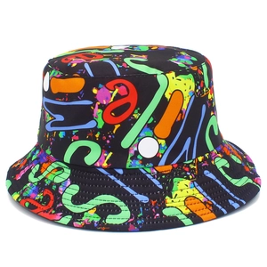 Streetwear Cotton Bucket Hat Multicolor Graffiti Scientific Formula Print Hip Hop Casual Sunscreen Outdoor Fisherman Hat For Unisex