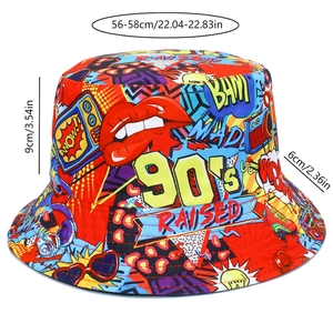 Οδηγός μεγεθών για το καπέλο bucket pop art 90s με περίμετρο 56-58 cm