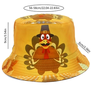 Spécifications de taille pour le chapeau bob orange avec motif de dinde de fête