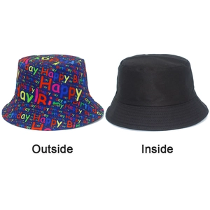 Detail showing the reversible design with colorful Happy Birthday print and black inner side