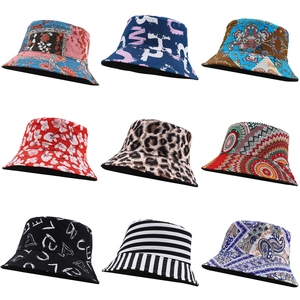 Fashion Printed Cotton Bucket Hat Reversible Sun Protection Fisherman Hat For Women Men Outdoor Travel Streetwear Graffiti Leopard Floral Pattern Sunshade Cap