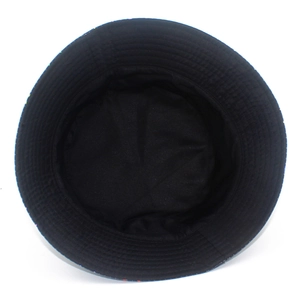 Interior view of the duck bucket hat showing clean stitching and black lining fabric