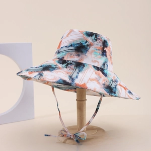 Cappello da Pescatore in Cotone con Stampa Floreale da Donna a Tesa Larga Cinturino Antivento Protezione Solare Traspirante
