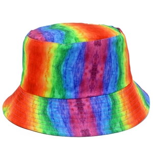 Reversible Rainbow Tie-Dye Bucket Hat Men Women Cotton Breathable Sun Protection Fisherman Hat For Outdoor Beach Travel