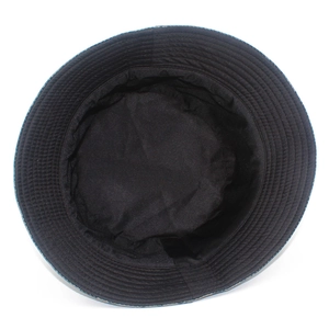 Internal view of double-sided sun hat with black lining and neat concentric stitching