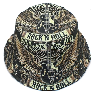 Cappello da pescatore con stampa chitarra rock e roll per uno stile da strada